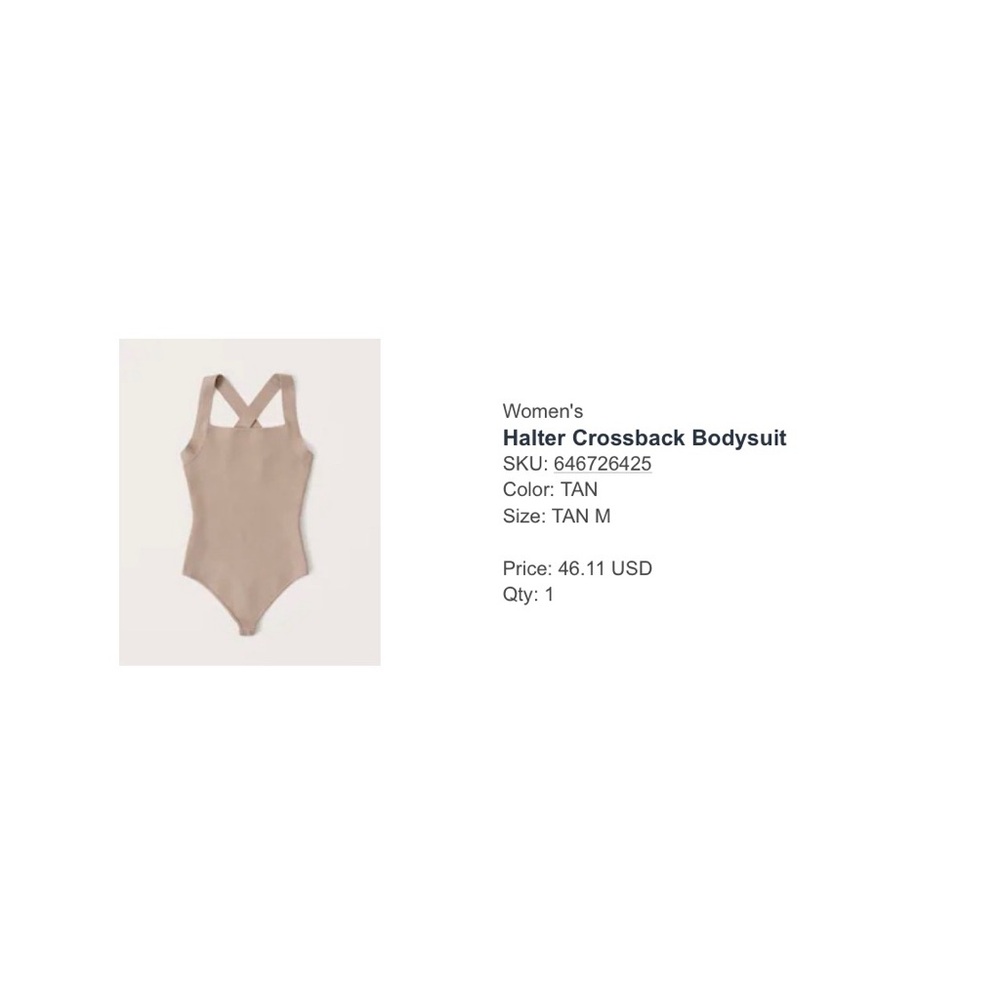 Tan Halter Crossback Bodysuit